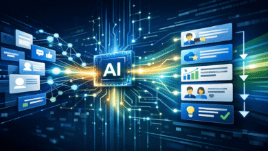 AI-powered network connecting profiles, content, and engagement metrics.