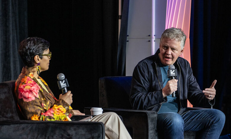 Stephanie Mehta and Matthew Prince speak at SXSW conference.