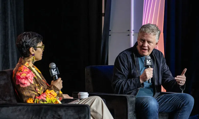 Stephanie Mehta and Matthew Prince speak at SXSW conference.