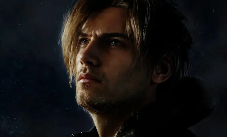 Close-up of a man with light brown hair looking upwards.