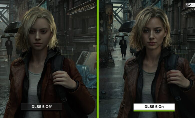 Resident Evil Requiem DLSS comparison: Off vs. On, showing visual differences.