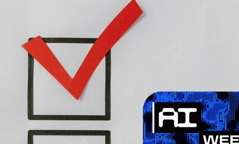 Checklist with red checkmark and AI Week logo on a white background.