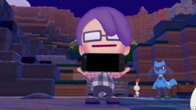 Avatar holding a Nintendo Switch with Pokémon characters in the background.