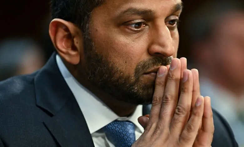 Close-up of Kash Patel with hands clasped in contemplation.