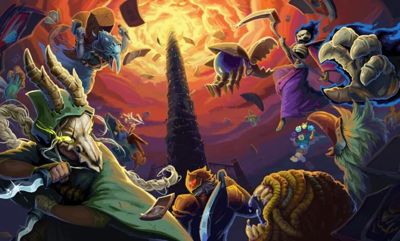 Slay the Spire 2 artwork featuring diverse characters and the iconic Spire.