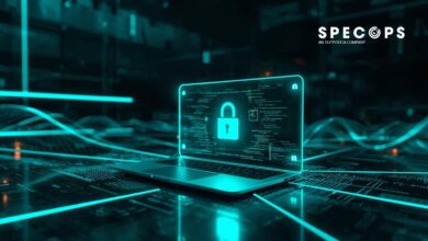 Laptop with a padlock on the screen, representing cybersecurity.