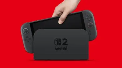 Nintendo Switch 2 console being placed in its dock.