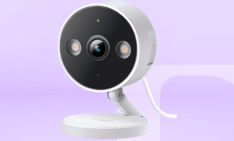 Tapo C120 security camera with a round design and white finish.