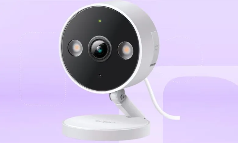 Tapo C120 security camera with a round design and white finish.