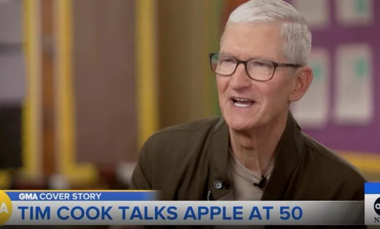Tim Cook, Apple CEO, smiles during a Good Morning America interview.