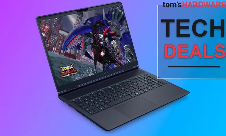 Alienware laptop displaying Sonic Shadow Generations game screen.