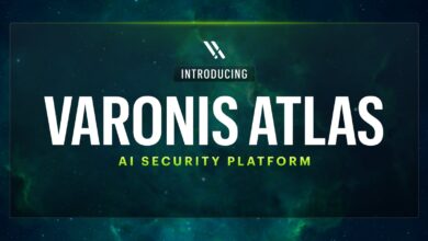 Varonis Atlas AI Security Platform announcement with cosmic background.