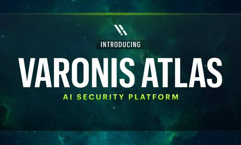 Varonis Atlas AI Security Platform announcement with cosmic background.