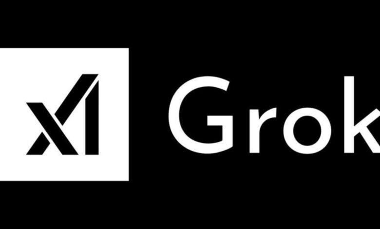 X logo in white square next to the word 'Grok' in white text.
