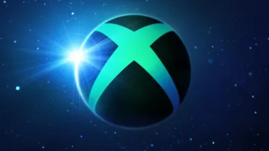 Xbox logo sphere in space with bright light source.