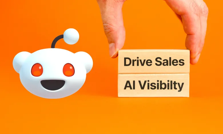 Reddit logo next to blocks reading 'Drive Sales' and 'AI Visibility'.