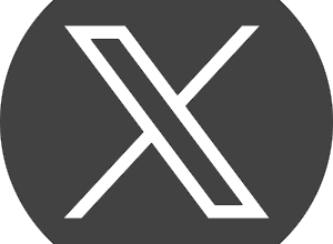 Gray circle containing a white stylized 'X' shape.