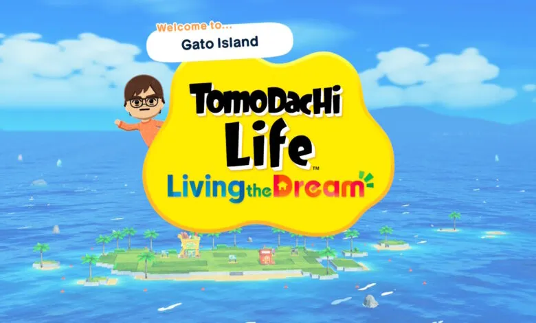 Tomodachi Life game cover art featuring a Mii character and island.