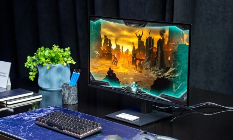 Alienware AW2725DM 27-inch QD-OLED gaming monitor displaying a video game.