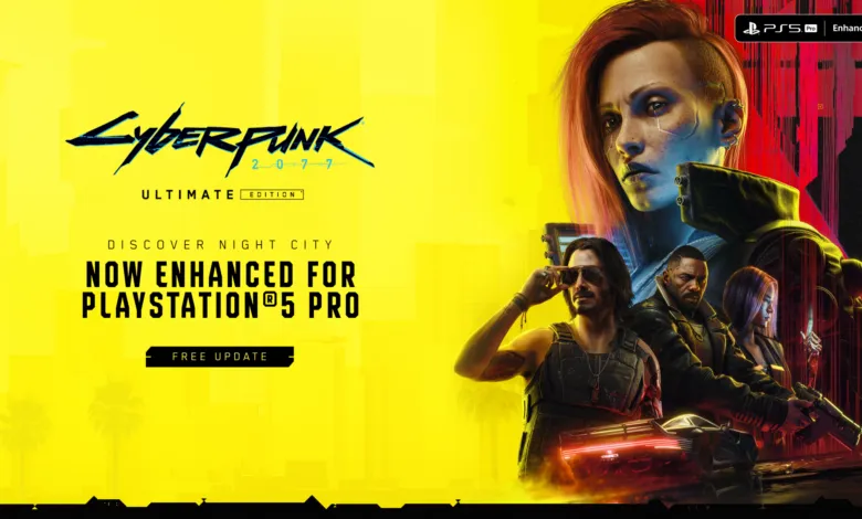 Cyberpunk 2077 Ultimate Edition promotional image with key characters.