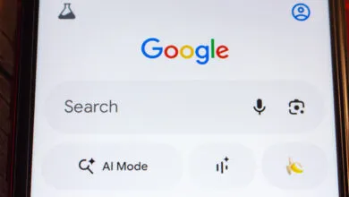 Google Search app interface on a smartphone with the AI Mode button.