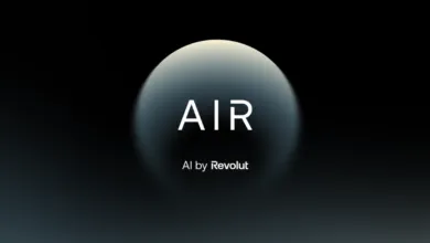 AIR by Revolut logo on a gradient sphere against a dark background.