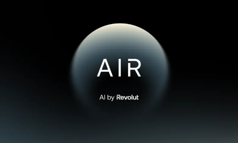AIR by Revolut logo on a gradient sphere against a dark background.