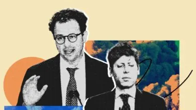 Anthropic CEO Dario Amodei and co-founder Jack Clark in a stylized graphic.