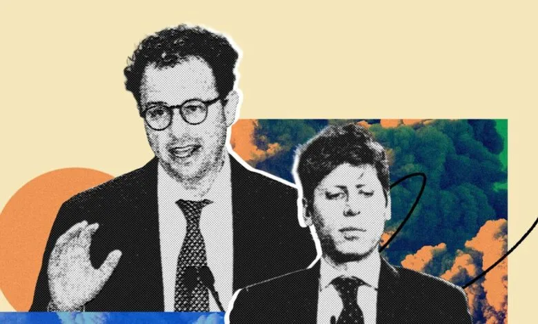 Anthropic CEO Dario Amodei and co-founder Jack Clark in a stylized graphic.