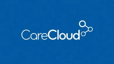 CareCloud logo in white on a blue background.