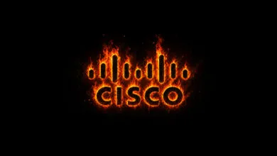 Fiery Cisco logo against a black background.