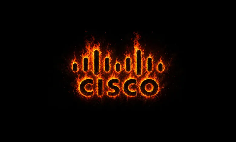 Fiery Cisco logo against a black background.