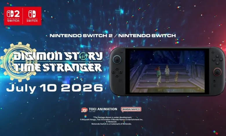 Digimon Story Time Stranger game announcement for Nintendo Switch 2 and Switch.