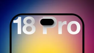 iPhone 18 Pro concept with Dynamic Island on colorful gradient background.