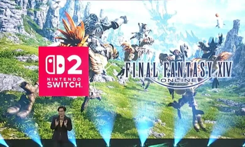 Final Fantasy XIV coming to Nintendo Switch 2, presenter on stage.