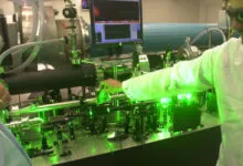 Todd Ditmire demonstrates the Texas Petawatt Laser Facility.