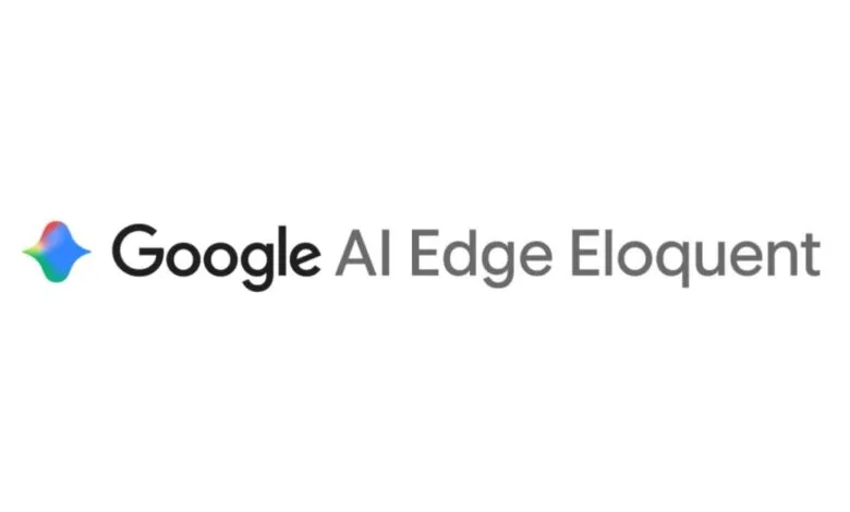 Google AI Edge Eloquent logo with colorful icon on a white background.