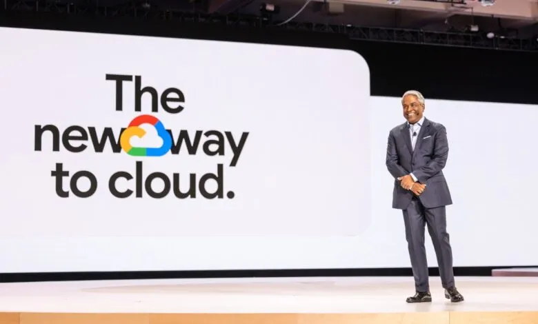 Thomas Kurian presents 'The new way to cloud' at Google Cloud Next.