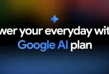 Google AI plan advertisement with bold text and a blue star.