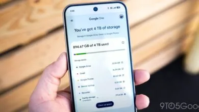 Google One app showing 4 TB of storage with usage details.