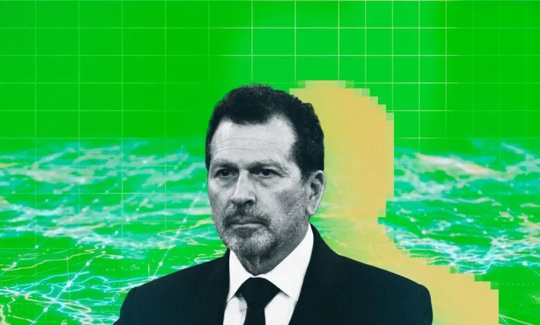 Portrait of Kamal Shehadi with a green and blue digital background.