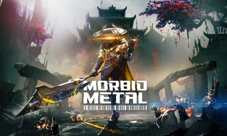 Morbid Metal game art shows a warrior with a large weapon in a stylized, ruined landscape.