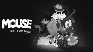 Black and white cartoon of Mickey Mouse as a private investigator.