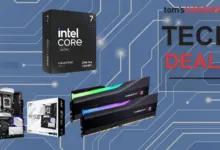 Tech components including Intel Core Ultra CPU, motherboard, and Trident Z5 RGB RAM.