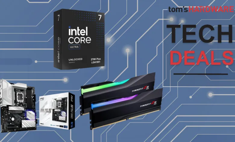 Tech components including Intel Core Ultra CPU, motherboard, and Trident Z5 RGB RAM.