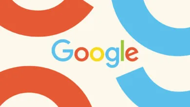 Google logo with colorful arcs around it on a cream background.