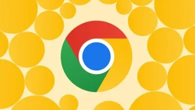 Google Chrome logo with red, green, yellow, and blue on a background of yellow circles.