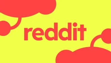 Reddit logo in red on a yellow background with Snoo elements.