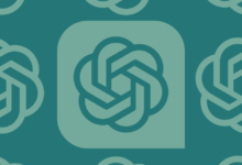 Repeating OpenAI logo pattern in shades of teal.