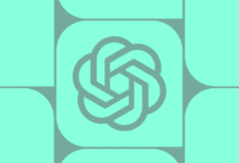 OpenAI logo in mint green with rounded square background.
